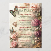 Rococo Butterfly Garden Galentine Tea Party Menu 招待状 (正面)