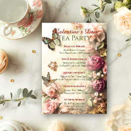 Rococo Butterfly Garden Galentine Tea Party Menu 招待状