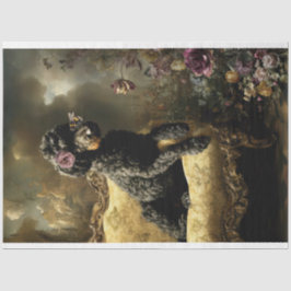 Rococo Buzz Black Poodle Vintage Oil Painting 薄葉紙