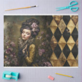 Rococo Buzz Victorian Woman Checkers Floral & Bee 薄葉紙 (クラフト)