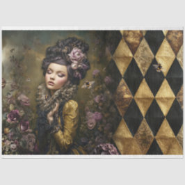 Rococo Buzz Victorian Woman Checkers Floral & Bee 薄葉紙