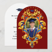 Rococo Cartouche Photo Template Graduation 招待状 (正面/裏面)