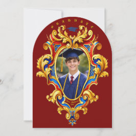 Rococo Cartouche Photo Template Graduation 招待状