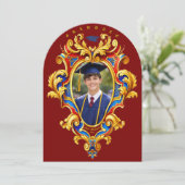 Rococo Cartouche Photo Template Graduation 招待状 (スタンド正面)