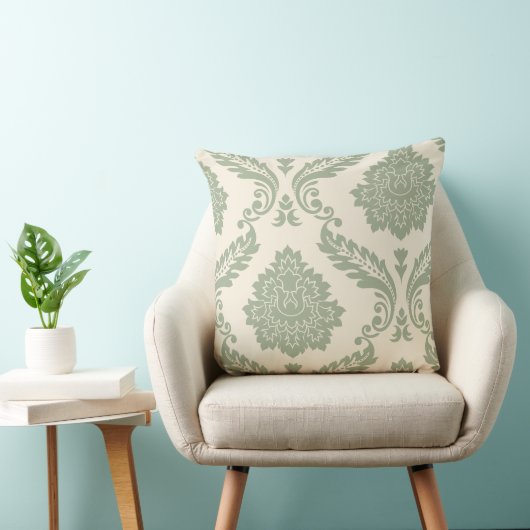 Rococo Damask Art I 2Way Cream and Green クッション (椅子)