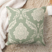 Rococo Damask Art I Cream on Green クッション (ブランケット)