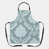 Rococo Damask Art I Duck Egg Blue+Teal エプロン (正面)