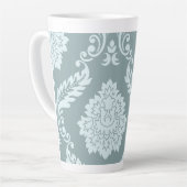 Rococo Damask Art I Duck Egg Blue+Teal カフェラテマグ (左アングル)
