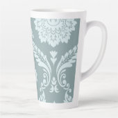 Rococo Damask Art I Duck Egg Blue+Teal カフェラテマグ (右)