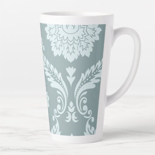 Rococo Damask Art I Duck Egg Blue+Teal カフェラテマグ (右)