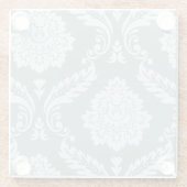Rococo Damask Art I Duck Egg Blue+Teal ガラスコースター (裏面)