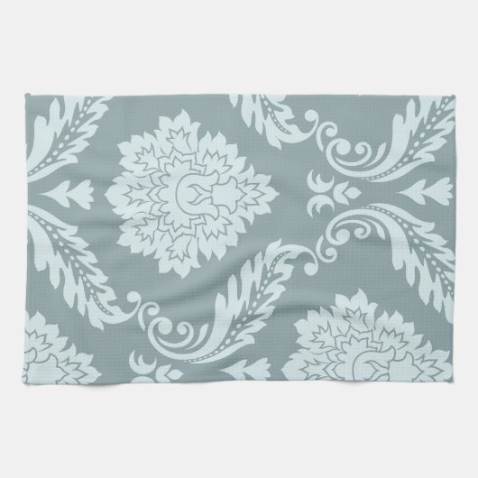 Rococo Damask Art I Duck Egg Blue+Teal キッチンタオル (横)