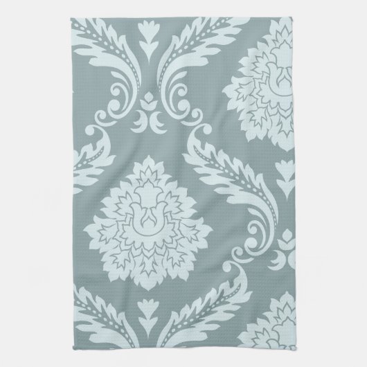 Rococo Damask Art I Duck Egg Blue+Teal キッチンタオル (縦)