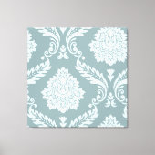 Rococo Damask Art I Duck Egg Blue+Teal キャンバスプリント (正面)