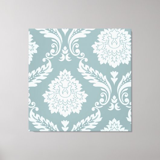 Rococo Damask Art I Duck Egg Blue+Teal キャンバスプリント (正面)