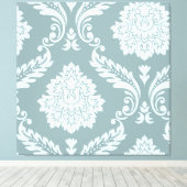 Rococo Damask Art I Duck Egg Blue+Teal キャンバスプリント (インサイチュ (ウッドフロア))