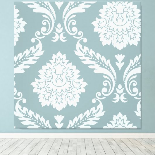 Rococo Damask Art I Duck Egg Blue+Teal キャンバスプリント (インサイチュ (ウッドフロア))
