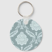 Rococo Damask Art I Duck Egg Blue+Teal キーホルダー (正面)