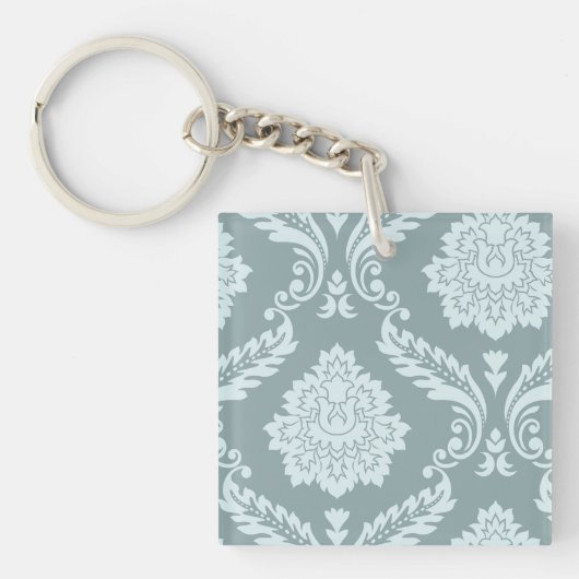Rococo Damask Art I Duck Egg Blue+Teal キーホルダー (正面)