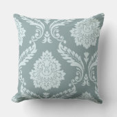 Rococo Damask Art I Duck Egg Blue+Teal クッション (正面)