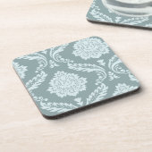Rococo Damask Art I Duck Egg Blue+Teal コースター (左側)