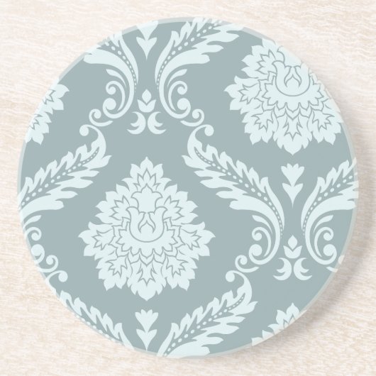 Rococo Damask Art I Duck Egg Blue+Teal コースター (正面)