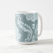 Rococo Damask Art I Duck Egg Blue+Teal コーヒーマグカップ (正面右)