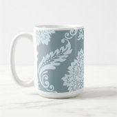 Rococo Damask Art I Duck Egg Blue+Teal コーヒーマグカップ (左)