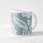 Rococo Damask Art I Duck Egg Blue+Teal ジャンボコーヒーマグカップ (正面右)
