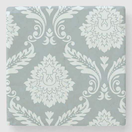 Rococo Damask Art I Duck Egg Blue+Teal ストーンコースター (正面)