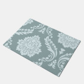 Rococo Damask Art I Duck Egg Blue+Teal ドアマット (アングル)