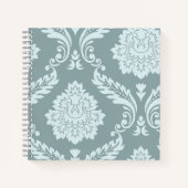 Rococo Damask Art I Duck Egg Blue+Teal ノートブック (正面)