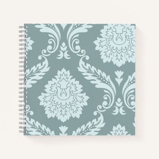 Rococo Damask Art I Duck Egg Blue+Teal ノートブック (正面)