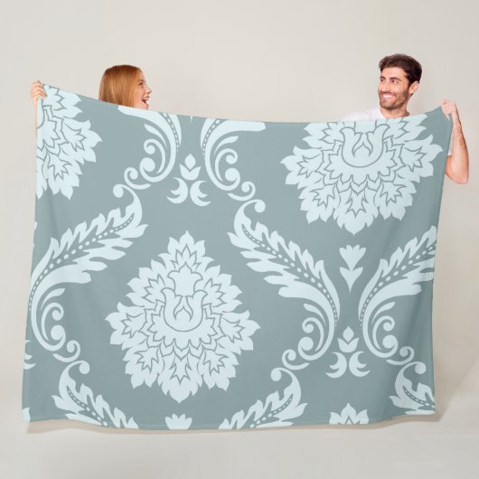 Rococo Damask Art I Duck Egg Blue+Teal フリースブランケット (インサイチュ)
