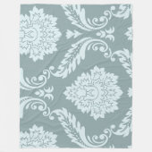 Rococo Damask Art I Duck Egg Blue+Teal フリースブランケット (正面)