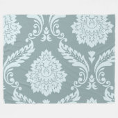 Rococo Damask Art I Duck Egg Blue+Teal フリースブランケット (正面(横))