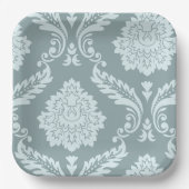 Rococo Damask Art I Duck Egg Blue+Teal ペーパープレート (正面)