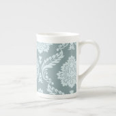 Rococo Damask Art I Duck Egg Blue+Teal ボーンチャイナマグカップ (右)