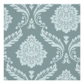 Rococo Damask Art I Duck Egg Blue+Teal ポスター (正面)