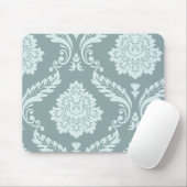 Rococo Damask Art I Duck Egg Blue+Teal マウスパッド (マウス)