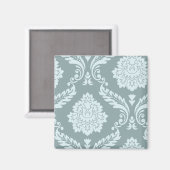 Rococo Damask Art I Duck Egg Blue+Teal マグネット (正面/裏面)