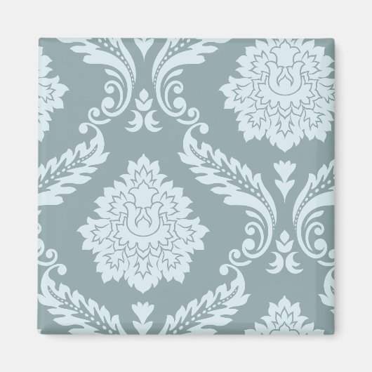 Rococo Damask Art I Duck Egg Blue+Teal マグネット (正面)
