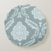 Rococo Damask Art I Duck Egg Blue+Teal ラウンドクッション (裏面)