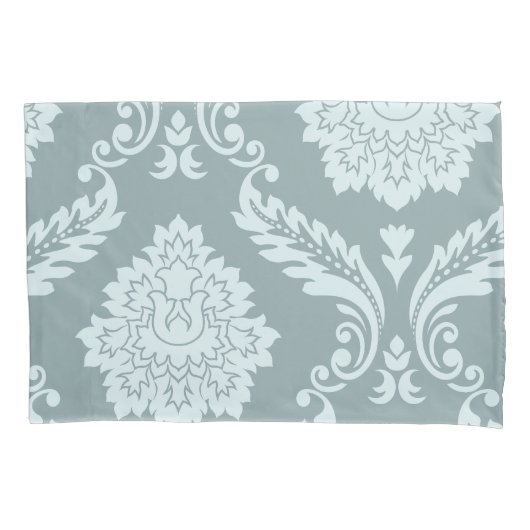 Rococo Damask Art I Duck Egg Blue+Teal 枕カバー (正面)