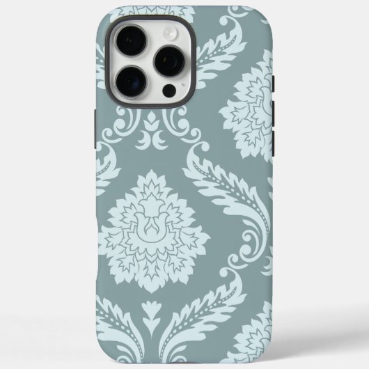 Rococo Damask Art I Duck Egg Blue+Teal Case-Mate iPhoneケース (裏面)