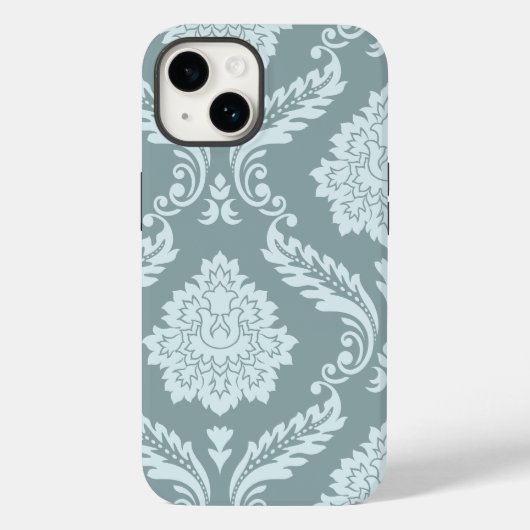 Rococo Damask Art I Duck Egg Blue+Teal Case-Mate iPhoneケース (裏面)