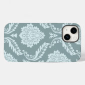 Rococo Damask Art I Duck Egg Blue+Teal Case-Mate iPhoneケース (裏面 (横))
