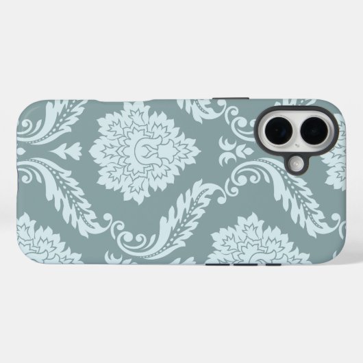 Rococo Damask Art I Duck Egg Blue+Teal Case-Mate iPhoneケース (裏面 (横))