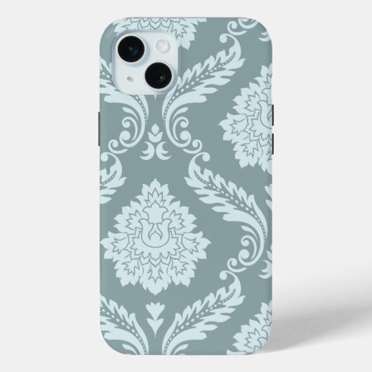 Rococo Damask Art I Duck Egg Blue+Teal Case-Mate iPhoneケース (裏面)