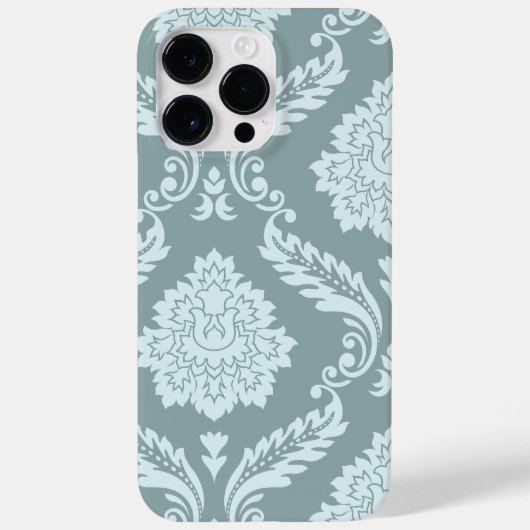Rococo Damask Art I Duck Egg Blue+Teal Case-Mate iPhoneケース (裏面)